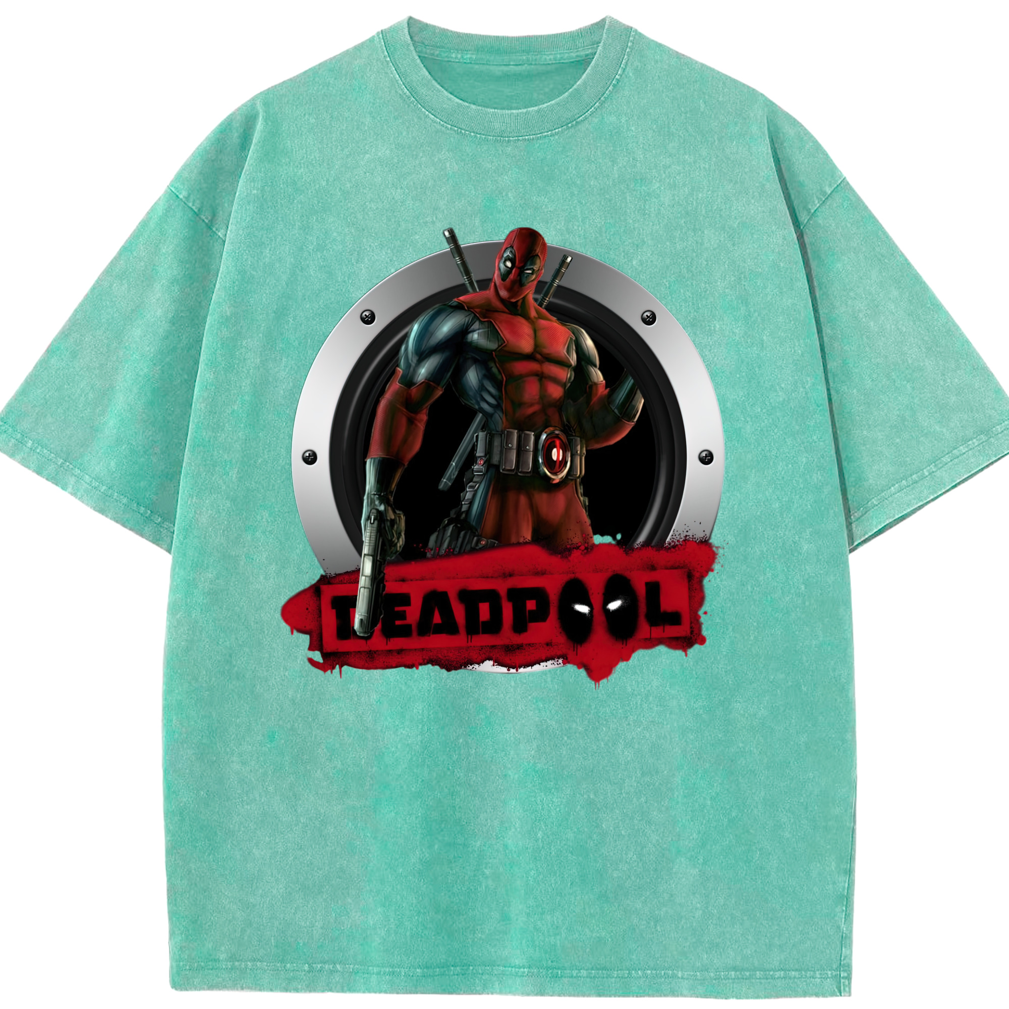 （画像用） Deadpool デッドプール 綿100% ヴィンテージ風 半袖Tシャツ（フロントプリント）